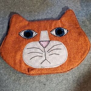 Whimsical Orange Cat Face Kitchen Potholder